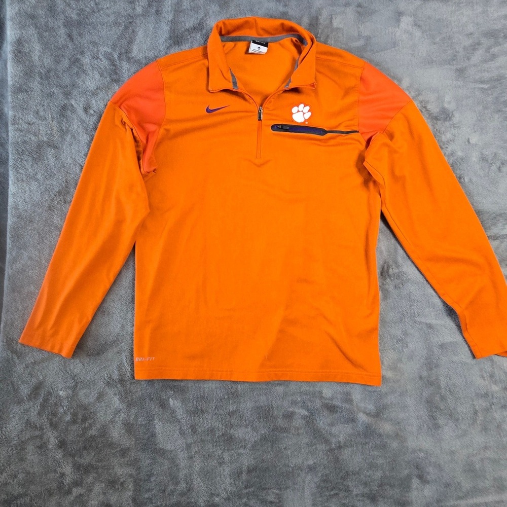 Nike Clemson Tigers Dri‑FIT Orange Quarter Zip Pullover Men's Medium Athletic